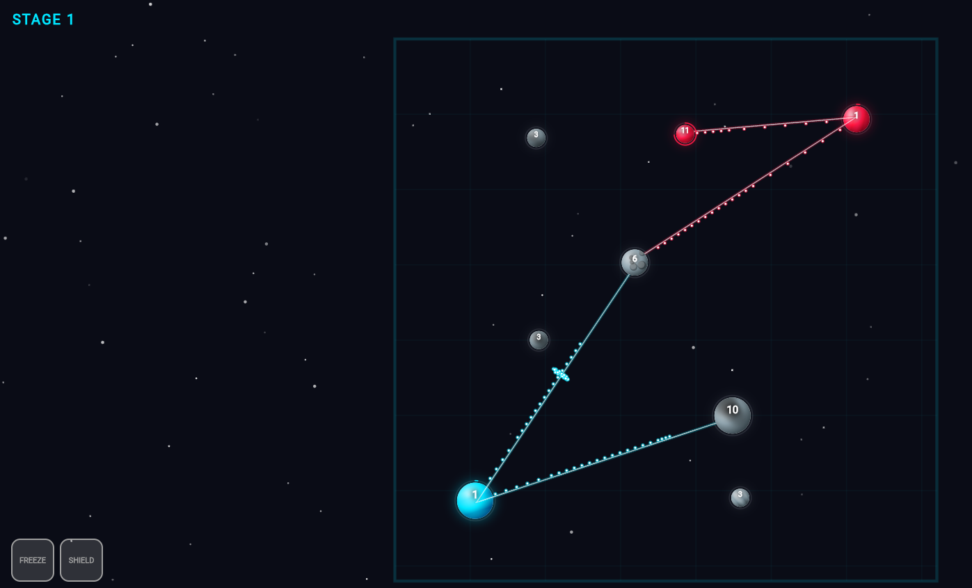 GALAXY CONQUESTのステージ1画面